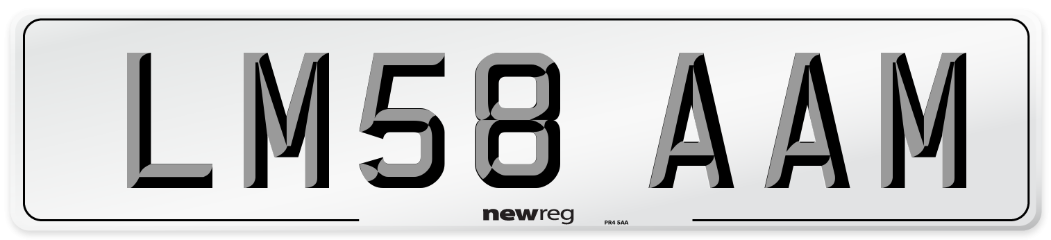 LM58 AAM Number Plate from New Reg
